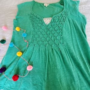 Green Deletta/Anthropologie cotton top.